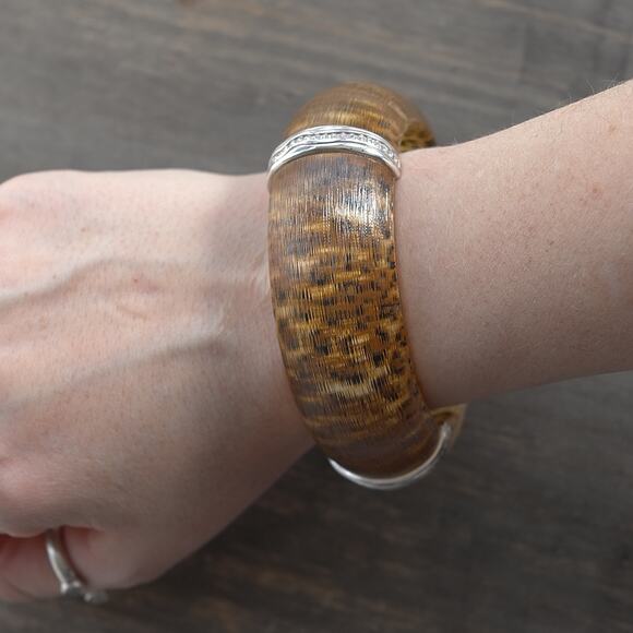 Brighton Trinity Leopard Bangle Bracelet Animal Print Acrylic Chunky 1" Retired - Picture 6 of 9